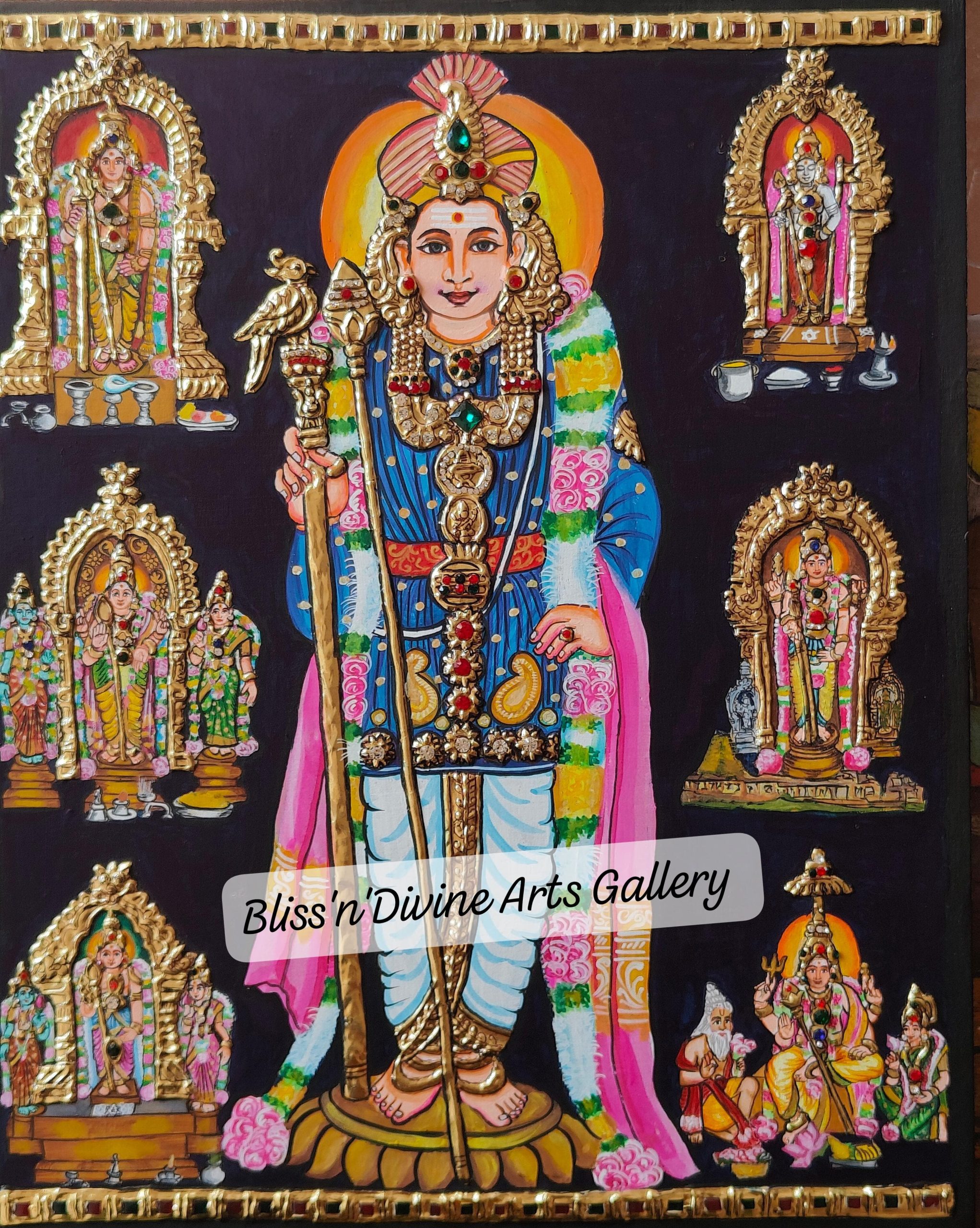Tanjore Painting Arupadai Murugan 1 - Image 2